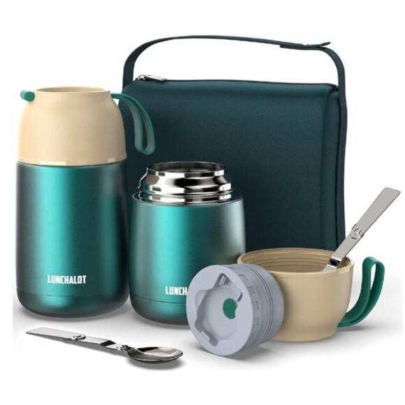 LUNCHALOT Other - Insulated Food Jar for Hot Food in a Bag - 15 & 21 Oz Soup Lunch Box Container